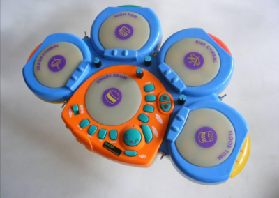 Circuit bent toy drum machine